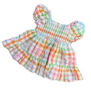 Bonnie Baby Smocked Dress Baby Girl 6-9months Plaid Pastel